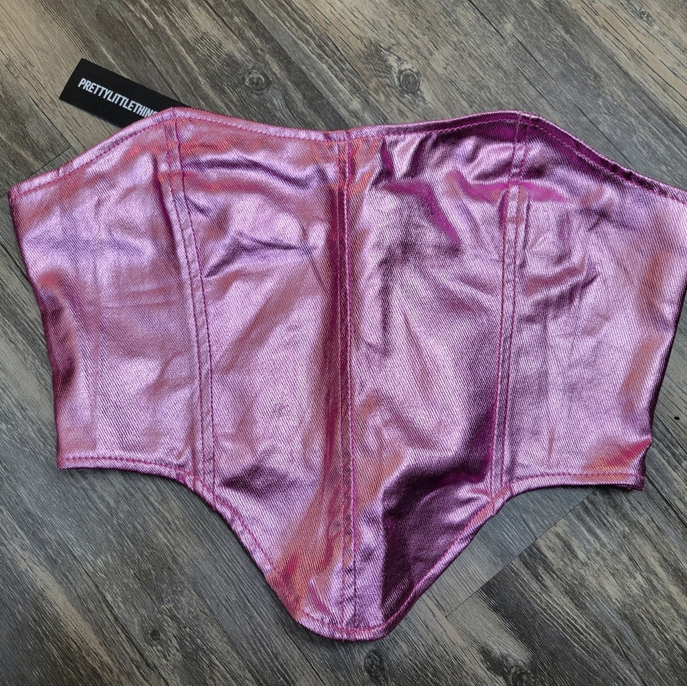Pink Y2K Metallic Jean Corset